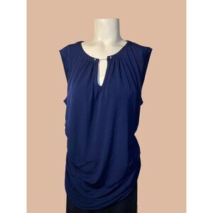 New York Company Sleeveless Ruched XL Blouse  Navy Blue